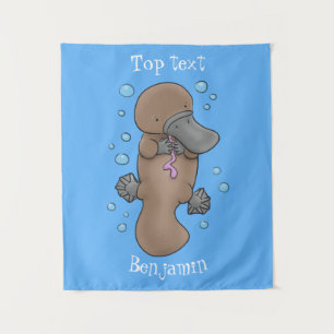 Cute happy baby platypus cartoon illustratie wandkleed