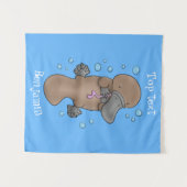 Cute happy baby platypus cartoon illustratie wandkleed (Voorkant (horizontaal))