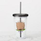 Cute happy baby wombat cartoon illustratie acryl drinkbeker (Voorkant)