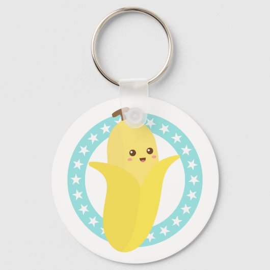 Cute Happy Banana Fruit Sleutelhanger (Voorkant)