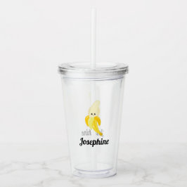 Cute Happy Banana Monogram Acryl Drinkbeker