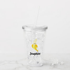 Cute Happy Banana Monogram Acryl Drinkbeker