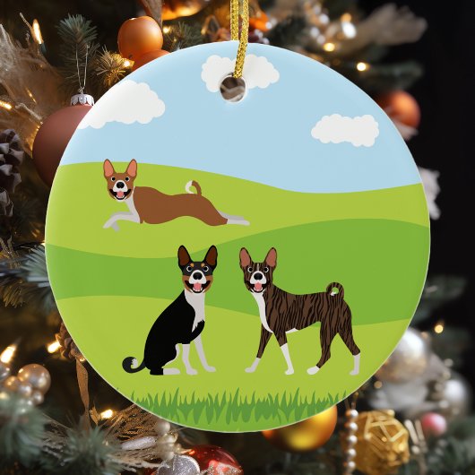 Cute Happy Basenji Hound Love Keramisch Ornament
