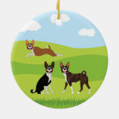 Cute Happy Basenji Hound Love Keramisch Ornament (Achterkant)