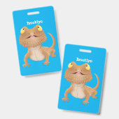 Cute happy bebaarzen dradenhagedis cartoon badge (Voor- en achterkant)