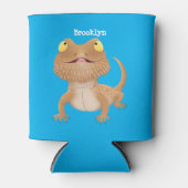 Cute happy bebaarzen dradenhagedis cartoon blikjeskoeler (Voorkant)