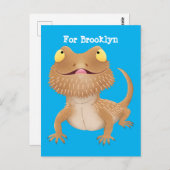 Cute happy bebaarzen dradenhagedis cartoon briefkaart (Voorkant / Achterkant)