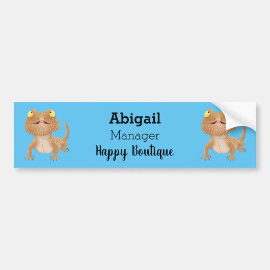 Cute happy bebaarzen dradenhagedis cartoon bumpersticker (Voorkant)