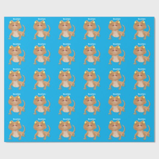 Cute happy bebaarzen dradenhagedis cartoon cadeaupapier (Vlak)