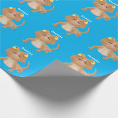 Cute happy bebaarzen dradenhagedis cartoon cadeaupapier (Hoek)