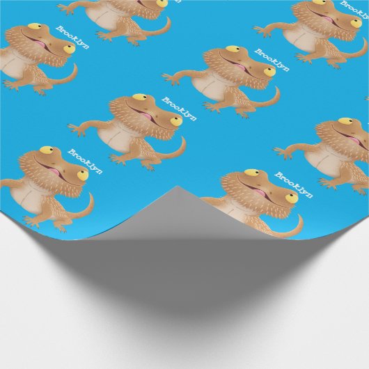 Cute happy bebaarzen dradenhagedis cartoon cadeaupapier (Hoek)