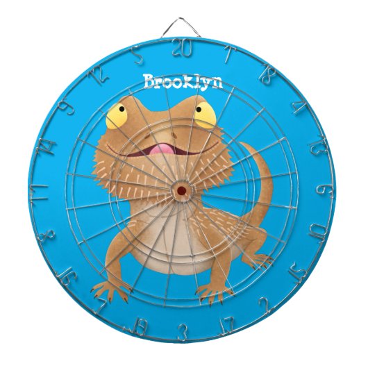 Cute happy bebaarzen dradenhagedis cartoon dartbord (Voorkant)