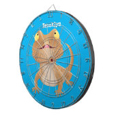 Cute happy bebaarzen dradenhagedis cartoon dartbord (Voorkant Rechts)