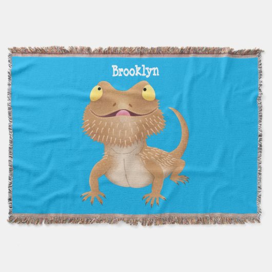 Cute happy bebaarzen dradenhagedis cartoon deken (Voorkant)