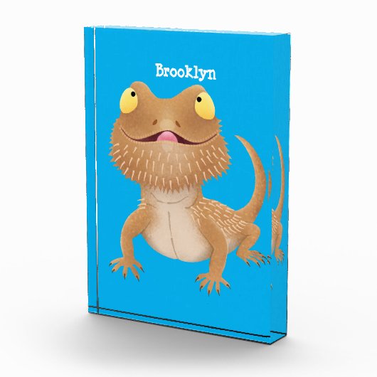 Cute happy bebaarzen dradenhagedis cartoon fotoblokken (Rechts)