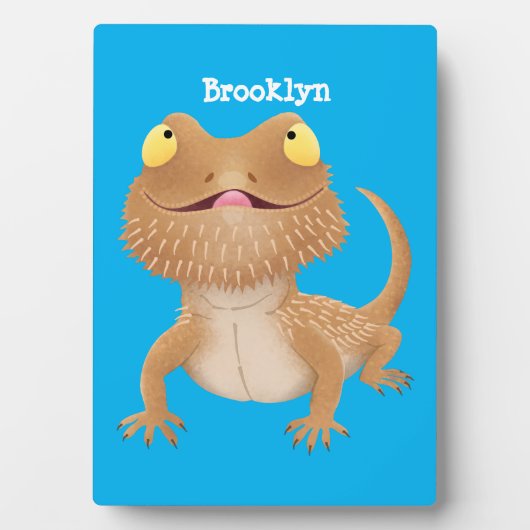 Cute happy bebaarzen dradenhagedis cartoon fotoplaat (voorkant)