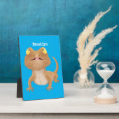 Cute happy bebaarzen dradenhagedis cartoon fotoplaat (Zijkant)