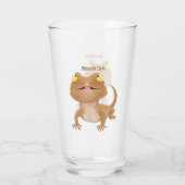 Cute happy bebaarzen dradenhagedis cartoon glas (Achterkant)