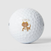 Cute happy bebaarzen dradenhagedis cartoon golfballen (Voorkant)