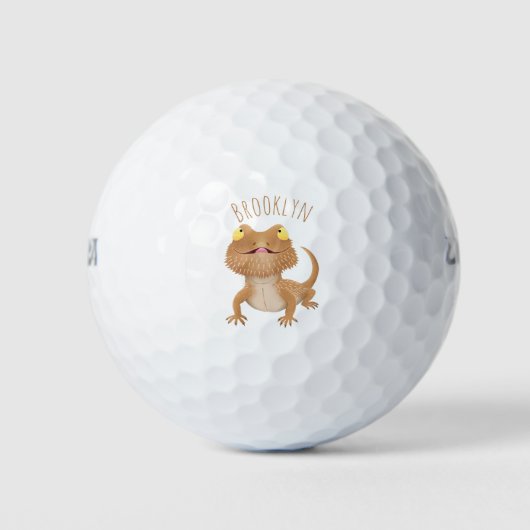 Cute happy bebaarzen dradenhagedis cartoon golfballen (Voorkant)