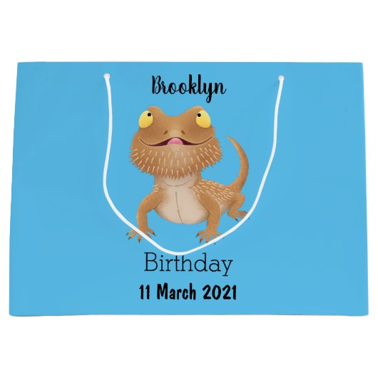 Cute happy bebaarzen dradenhagedis cartoon groot cadeauzakje (Voorkant)