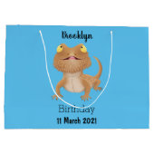 Cute happy bebaarzen dradenhagedis cartoon groot cadeauzakje (Achterkant)