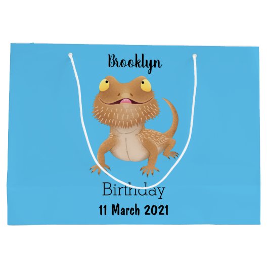 Cute happy bebaarzen dradenhagedis cartoon groot cadeauzakje (Achterkant)