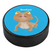 Cute happy bebaarzen dradenhagedis cartoon hockey puck (3/4)