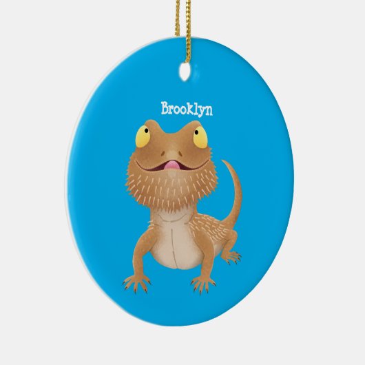 Cute happy bebaarzen dradenhagedis cartoon keramisch ornament (Rechts)