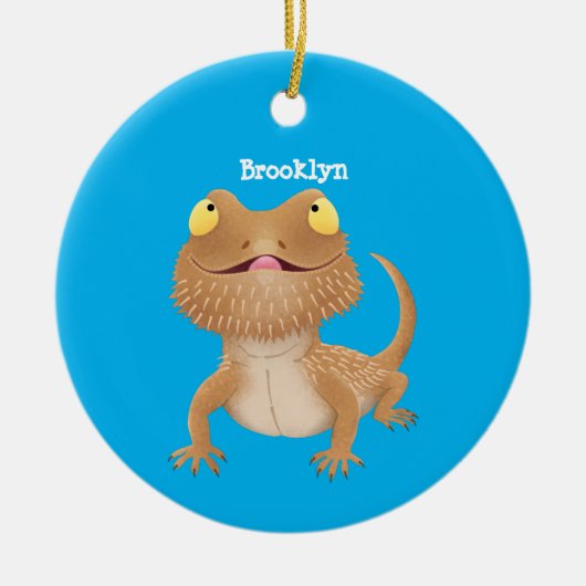 Cute happy bebaarzen dradenhagedis cartoon keramisch ornament (Voorkant)