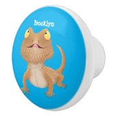Cute happy bebaarzen dradenhagedis cartoon keramische knop (Rechts)