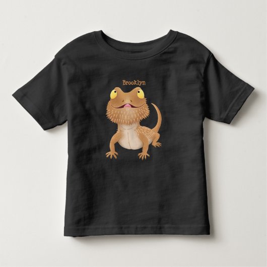 Cute happy bebaarzen dradenhagedis cartoon kinder shirts (Voorkant)