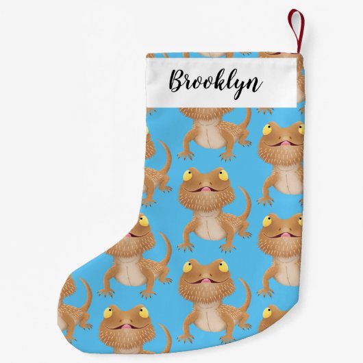 Cute happy bebaarzen dradenhagedis cartoon kleine kerstsok (Achterkant)