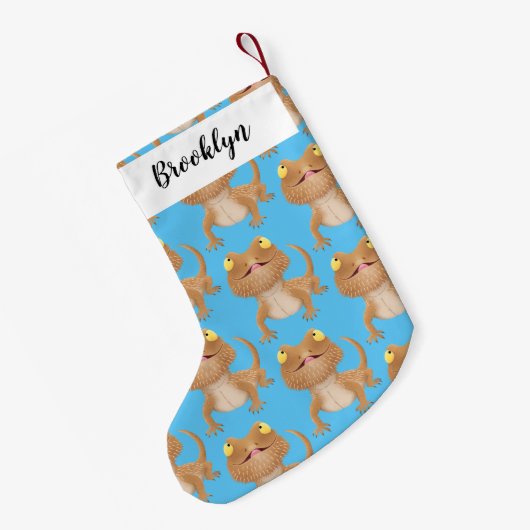 Cute happy bebaarzen dradenhagedis cartoon kleine kerstsok (Achterkant (Hangend))