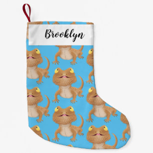 Cute happy bebaarzen dradenhagedis cartoon kleine kerstsok