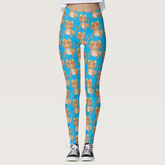 Cute happy bebaarzen dradenhagedis cartoon leggings (Voorkant)