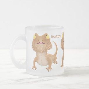 Cute happy bebaarzen dradenhagedis cartoon matglas koffiemok