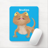 Cute happy bebaarzen dradenhagedis cartoon muismat (Met muis)