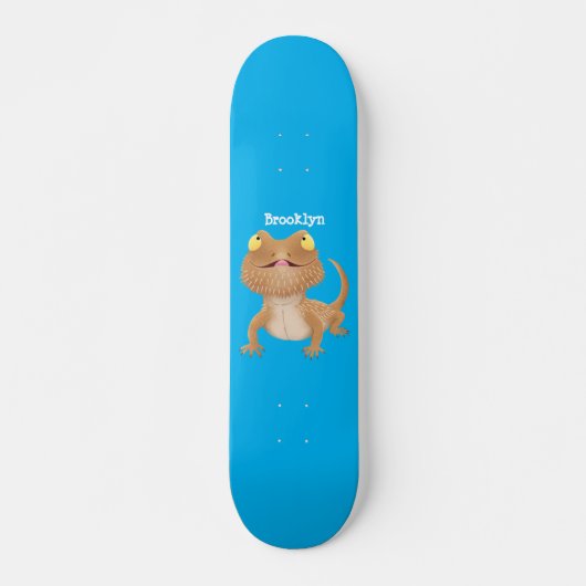 Cute happy bebaarzen dradenhagedis cartoon persoonlijk skateboard (Voorkant)