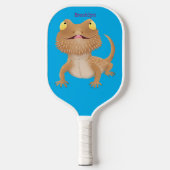 Cute happy bebaarzen dradenhagedis cartoon pickleball paddle (Voorkant)