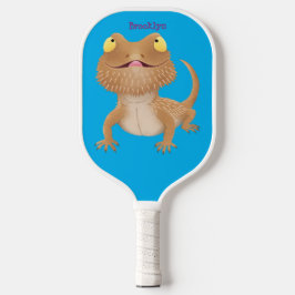Cute happy bebaarzen dradenhagedis cartoon pickleball paddle