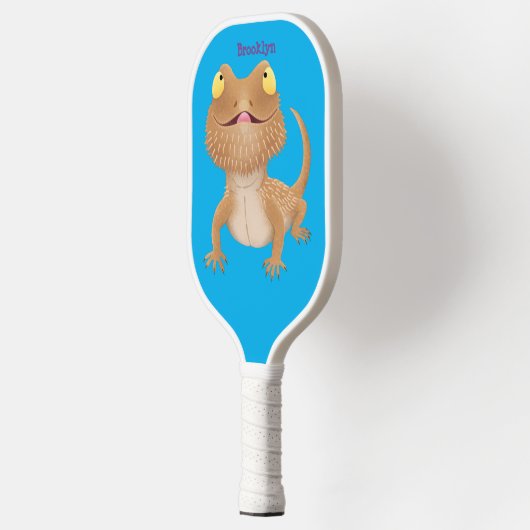 Cute happy bebaarzen dradenhagedis cartoon pickleball paddle (Links)