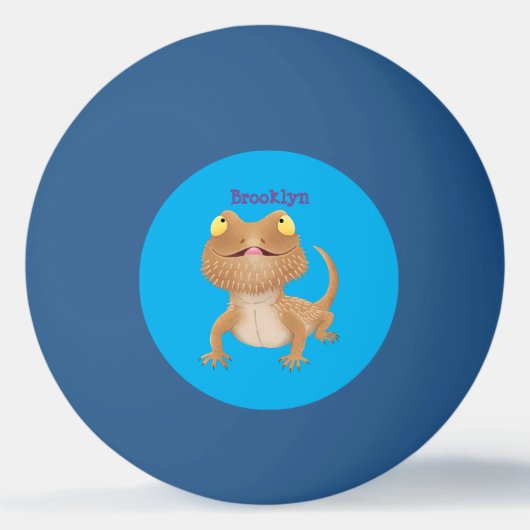 Cute happy bebaarzen dradenhagedis cartoon pingpongbal (Voorkant)
