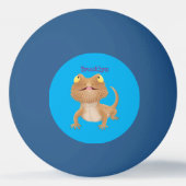 Cute happy bebaarzen dradenhagedis cartoon pingpongbal (Achterkant)