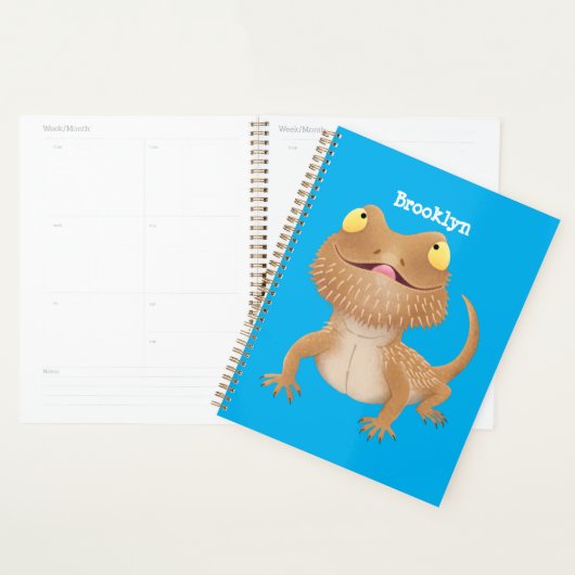 Cute happy bebaarzen dradenhagedis cartoon planner (Display)