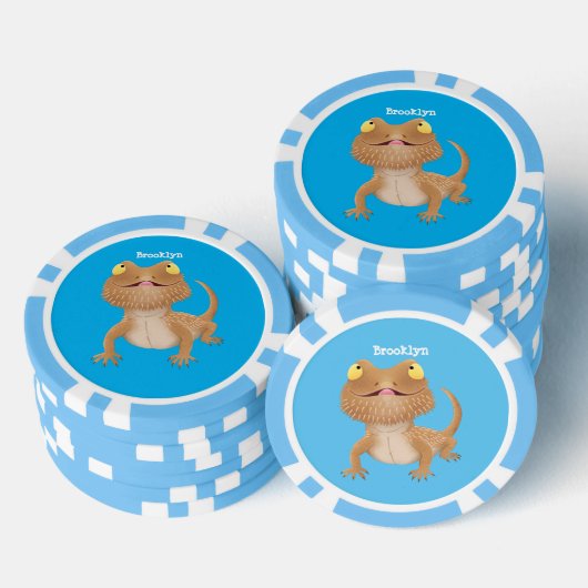 Cute happy bebaarzen dradenhagedis cartoon poker chips (Opstapeling)
