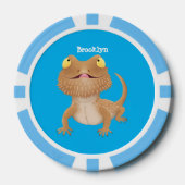 Cute happy bebaarzen dradenhagedis cartoon poker chips (Voorkant)