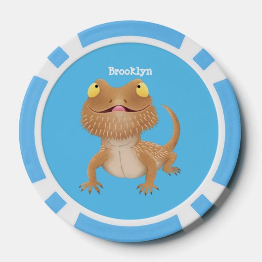 Cute happy bebaarzen dradenhagedis cartoon poker chips (Achterkant)