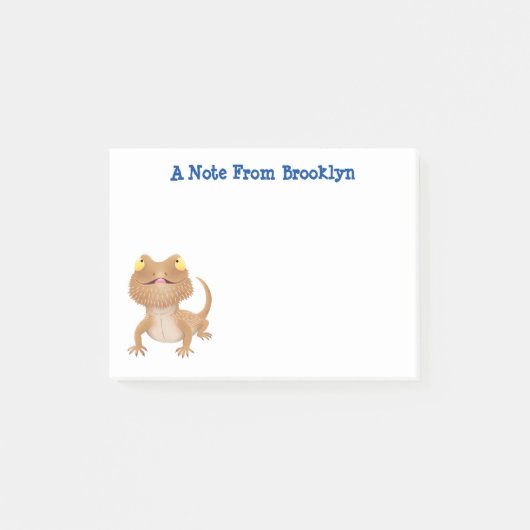 Cute happy bebaarzen dradenhagedis cartoon post-it® notes (Voorkant)