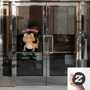 Cute happy bebaarzen dradenhagedis cartoon raamsticker